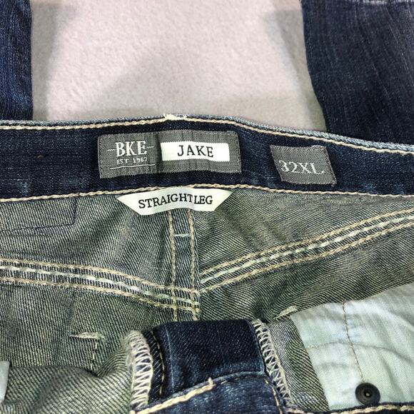 BKE Jake Straight Leg Jeans Mens 32x32 Dark Wash Stretch Denim long/tall - Picture 5 of 8